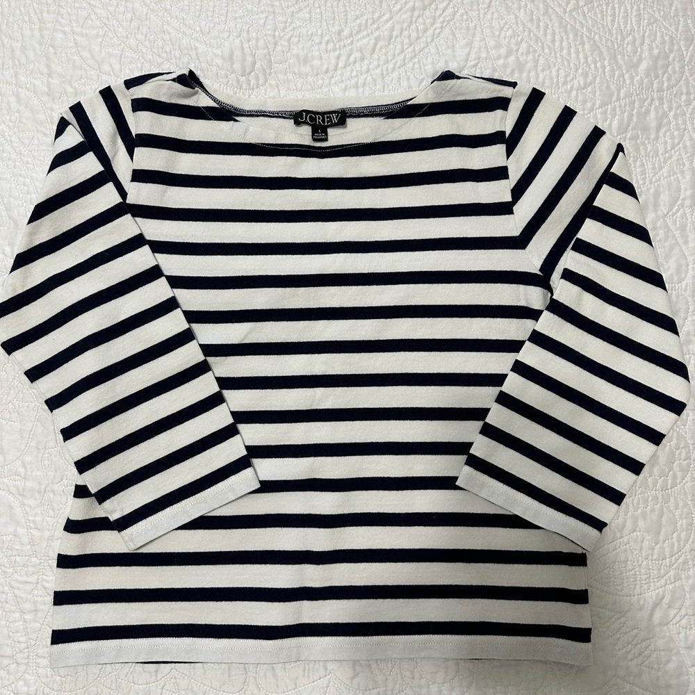 J. Crew Navy and White Striped Shirt